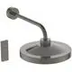 Regenbrause mit Wandarm und integrierter Beleuchtung in Magnetic Grey von Ideal Standard, mit einem runden Kopf und schmalem, gebogenem Arm.